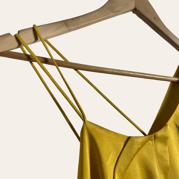 Reiss Sara Yellow Asymmetric One Shoulder Ruffled Cocktail Dress Size 4 - Picture 5 of 12